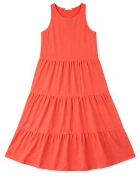 Elizabeth & James Sleeveless Tiered Dress Womens Orange A Line Flowy Lightweight